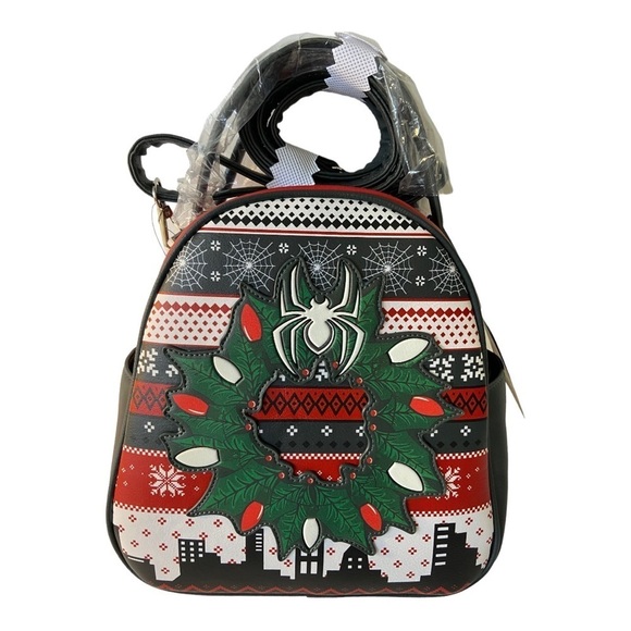 Marvel Spider-Man Christmas Sweater Mini Purse Backpack Glow-n-Dark NWT